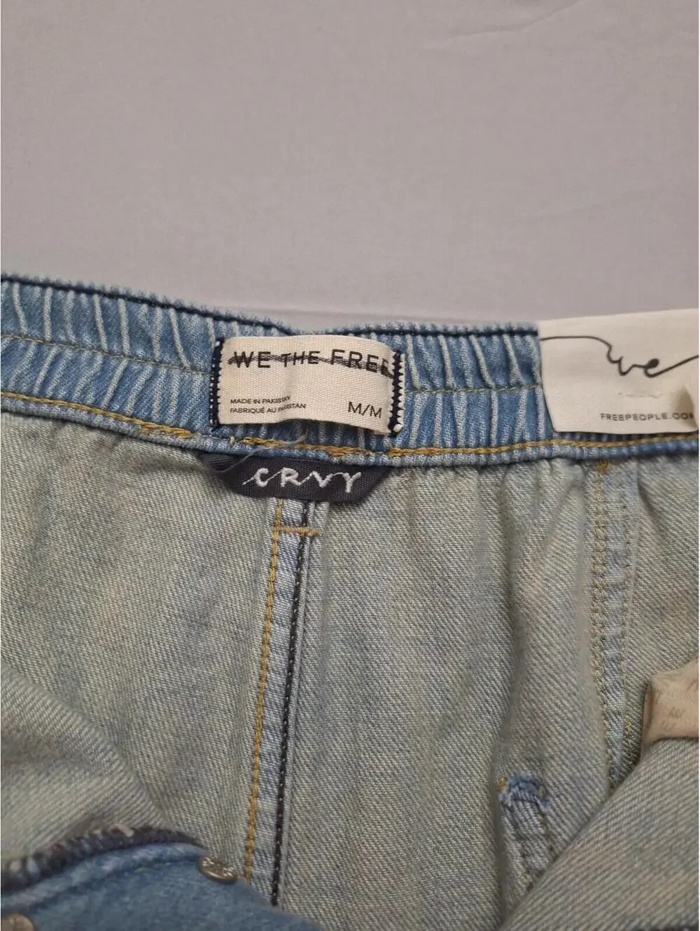 We The Free Curvy Back To Basics Light Blue Long Denim Shorts